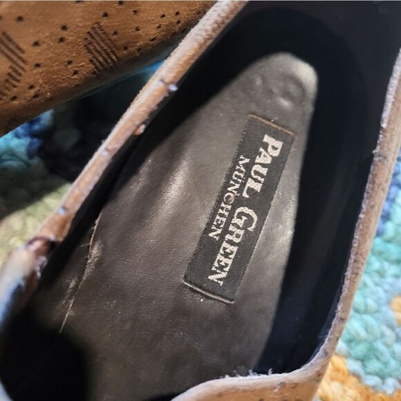 Paul Green Munchen Tooled Leather Block Heel Mules Austrian Made 7.5 - Picture 2 of 8